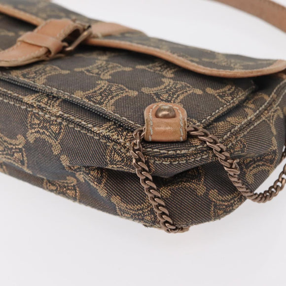 CELINE Paris Macadam Canvas Shoulder Bag Denim Blue Auth 152878