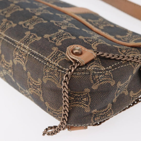 CELINE Paris Macadam Canvas Shoulder Bag Denim Blue Auth 152878