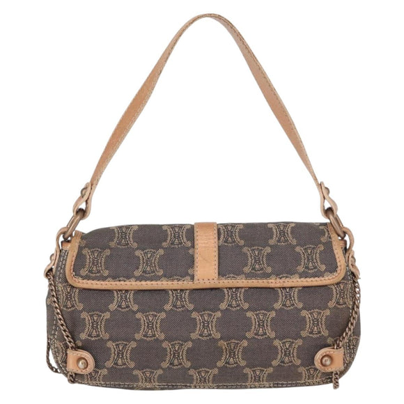 CELINE Paris Macadam Canvas Shoulder Bag Denim Blue Auth 152878