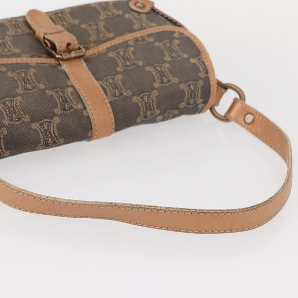 CELINE Paris Macadam Canvas Shoulder Bag Denim Blue Auth 152878