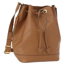 CELINE Shoulder Bag Leather Brown Gold Auth 152879-1