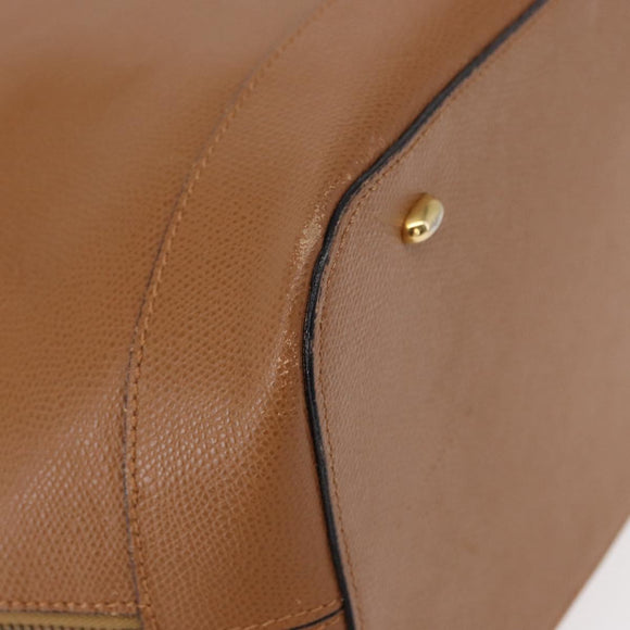 CELINE Shoulder Bag Leather Brown Gold Auth 152879