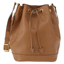 CELINE Shoulder Bag Leather Brown Gold Auth 152879-13