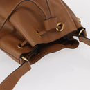 CELINE Shoulder Bag Leather Brown Gold Auth 152879-6