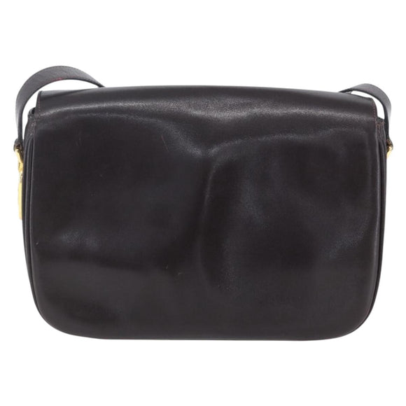 CELINE Shoulder Bag Leather Brown Gold Auth 152880