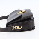 CELINE Shoulder Bag Leather Brown Gold Auth 152880-3