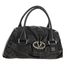 VALENTINO Handtas Leer Zwart Zilver Auth 152881A-1