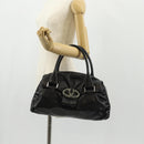 VALENTINO Handtas Leer Zwart Zilver Auth 152881A-25