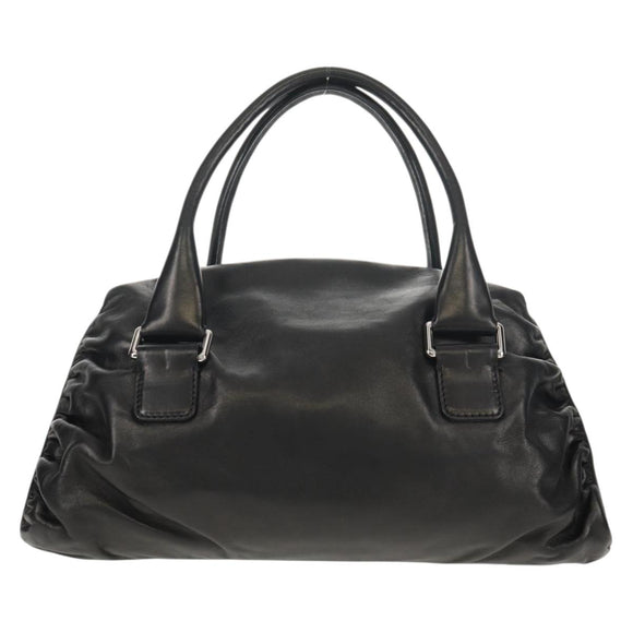 VALENTINO Handtas Leer Zwart Zilver Auth 152881A