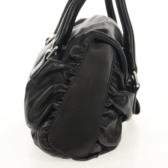 VALENTINO Handtas Leer Zwart Zilver Auth 152881A