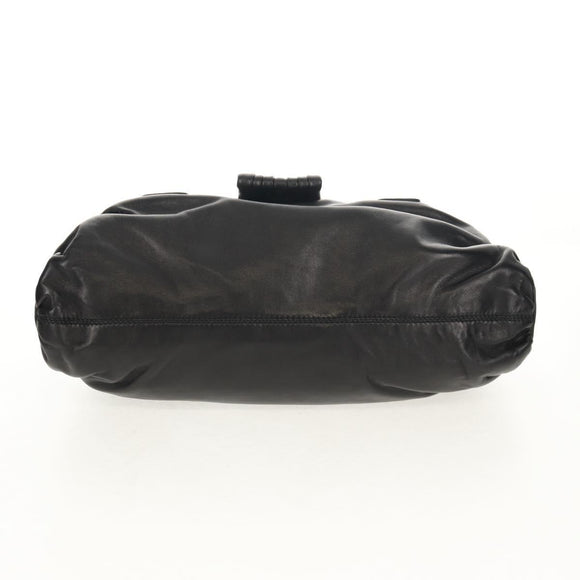 VALENTINO Handtas Leer Zwart Zilver Auth 152881A