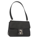 Salvatore Ferragamo Vala Shoulder Bag Leather Black Silver Auth 152882-1