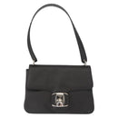 Salvatore Ferragamo Vala Shoulder Bag Leather Black Silver Auth 152882-2