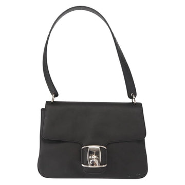 Salvatore Ferragamo Vala Shoulder Bag Leather Black Silver Auth 152882 - 0