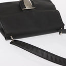 Salvatore Ferragamo Vala Shoulder Bag Leather Black Silver Auth 152882-6
