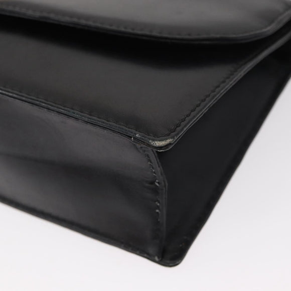 GUCCI Chain Shoulder Bag Leather Black Gold 447632 Auth 152883