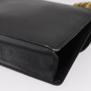 GUCCI Chain Shoulder Bag Leather Black Gold 447632 Auth 152883-17