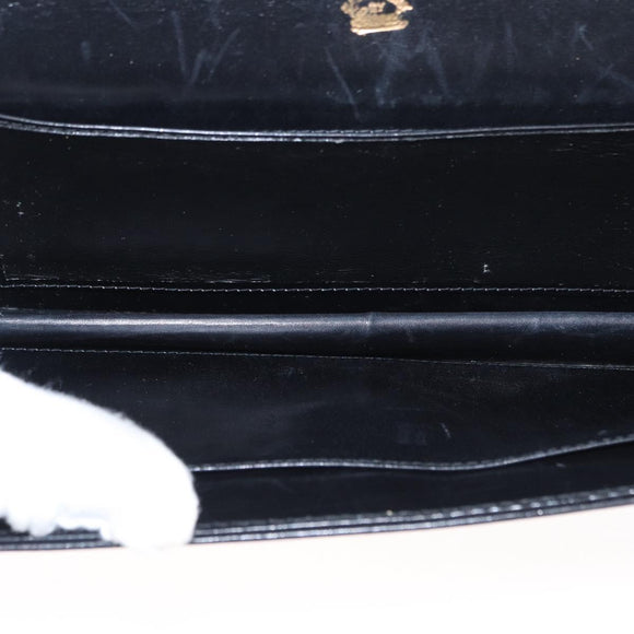 GUCCI Chain Shoulder Bag Leather Black Gold 447632 Auth 152883