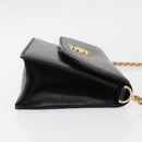 GUCCI Chain Shoulder Bag Leather Black Gold 447632 Auth 152883-3