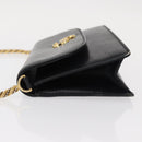 GUCCI Chain Shoulder Bag Leather Black Gold 447632 Auth 152883-4
