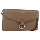 Christian Dior Shoulder Bag Leather Brown gold Auth 152886-1