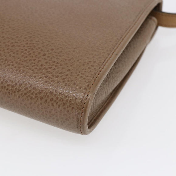 Christian Dior Shoulder Bag Leather Brown gold Auth 152886