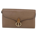 Christian Dior Shoulder Bag Leather Brown gold Auth 152886-13