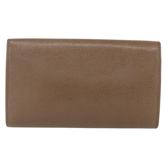 Christian Dior Shoulder Bag Leather Brown gold Auth 152886