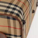 Burberrys Nova Check Boston Bag Canvas Leather Gold Beige Auth 152887-11