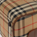 Burberrys Nova Check Boston Bag Canvas Leather Gold Beige Auth 152887-12