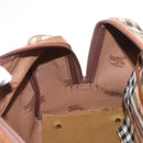 Burberrys Nova Check Boston Bag Canvas Leather Gold Beige Auth 152887-19