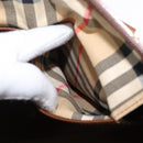 Burberrys Nova Check Boston Bag Canvas Leather Gold Beige Auth 152887-20