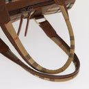 Burberrys Nova Check Boston Bag Canvas Leather Gold Beige Auth 152887-7