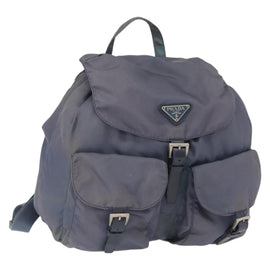 PRADA Backpack Nylon Blue Silver Auth 152888