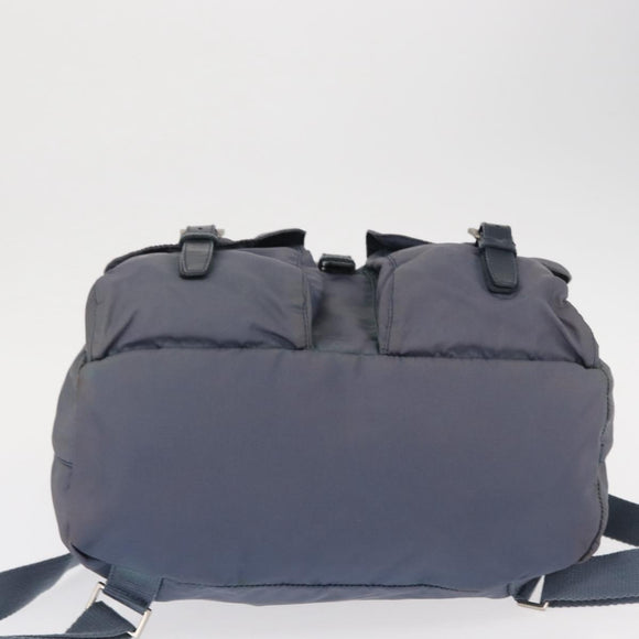 PRADA Backpack Nylon Blue Silver Auth 152888