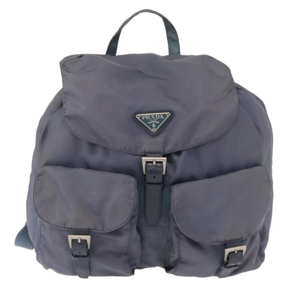PRADA Backpack Nylon Blue Silver Auth 152888