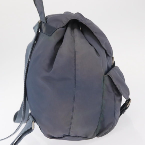 PRADA Backpack Nylon Blue Silver Auth 152888