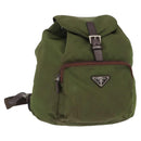 PRADA Backpack Nylon Khaki Silver Auth 152889-1