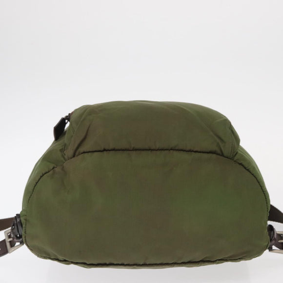 PRADA Backpack Nylon Khaki Silver Auth 152889
