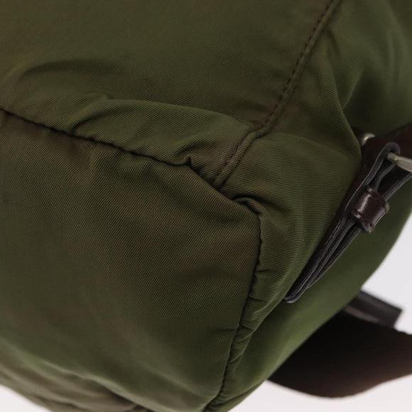 PRADA Backpack Nylon Khaki Silver Auth 152889