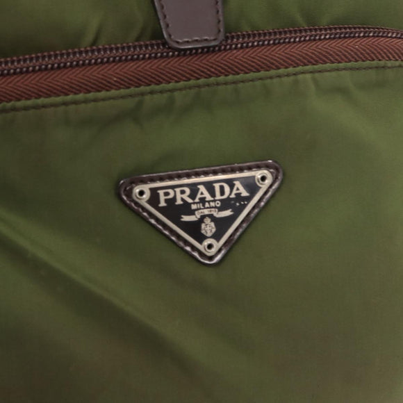 PRADA Backpack Nylon Khaki Silver Auth 152889