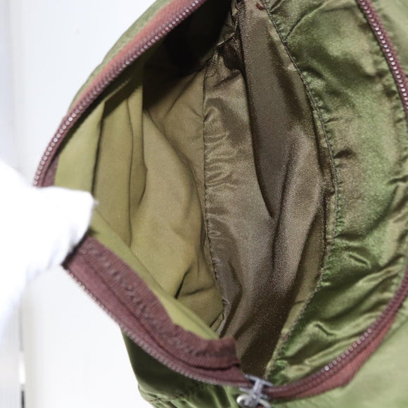 PRADA Backpack Nylon Khaki Silver Auth 152889