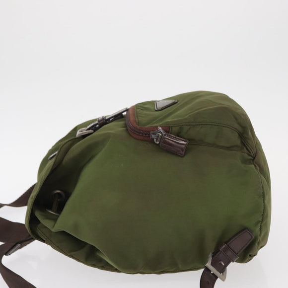 PRADA Backpack Nylon Khaki Silver Auth 152889