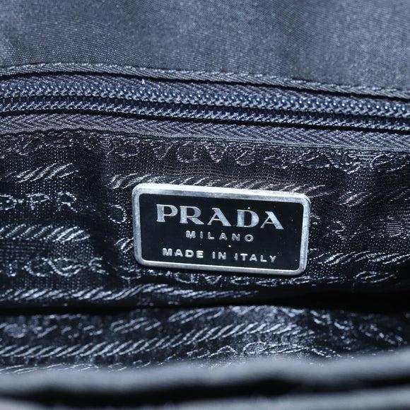 PRADA Shoulder Bag Nylon Plastic Black Silver Auth 152891
