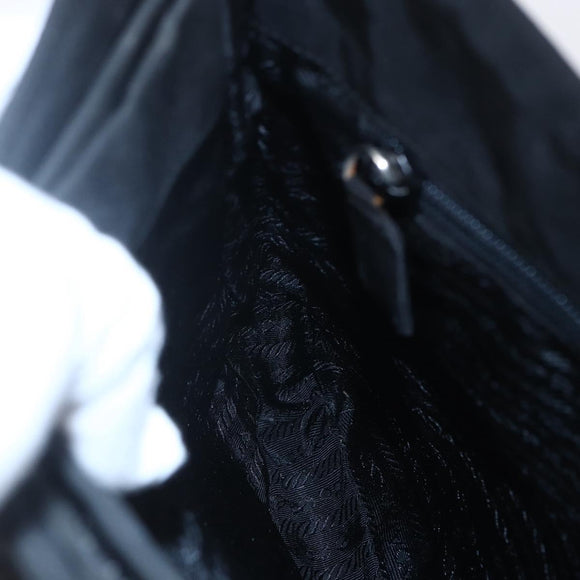 PRADA Shoulder Bag Nylon Plastic Black Silver Auth 152891