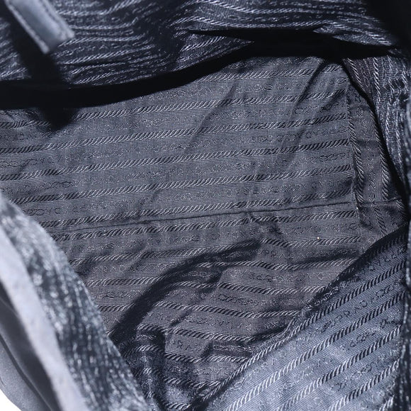 PRADA Tote Bag Nylon Black Silver Auth 152892