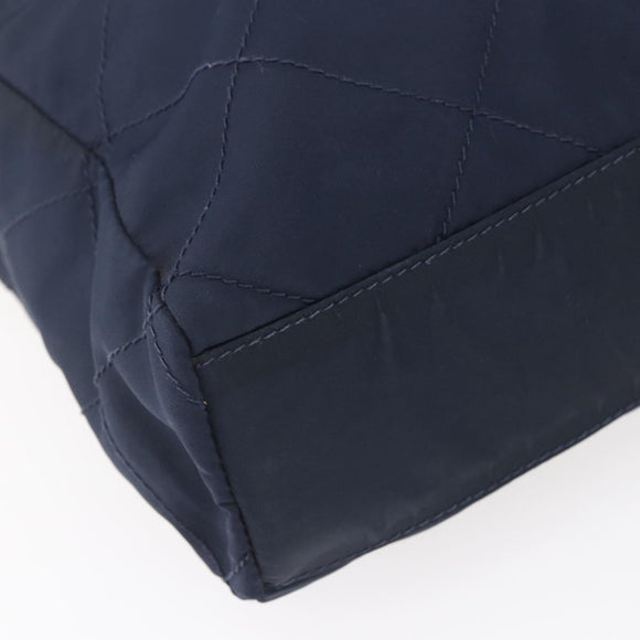 PRADA Chain Shoulder Bag Nylon Navy Gold Auth 152893