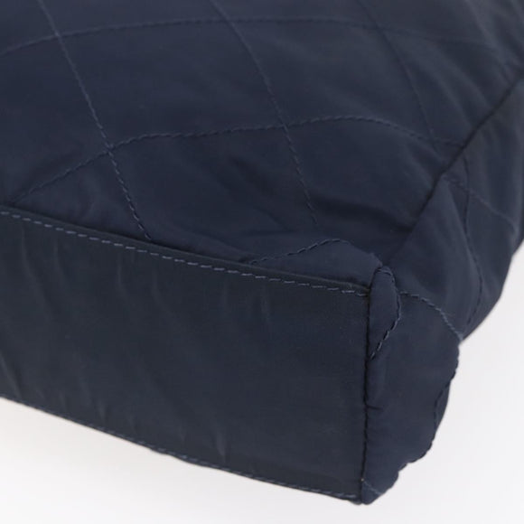 PRADA Chain Shoulder Bag Nylon Navy Gold Auth 152893