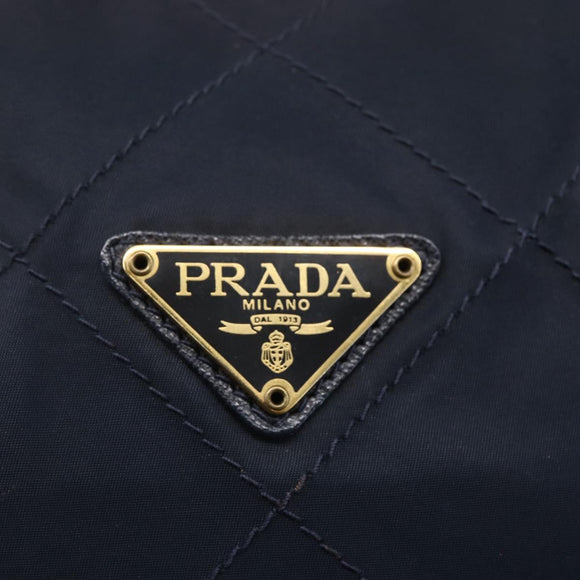 PRADA Chain Shoulder Bag Nylon Navy Gold Auth 152893