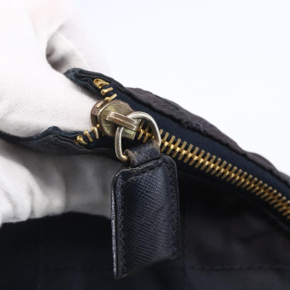PRADA Chain Shoulder Bag Nylon Navy Gold Auth 152893